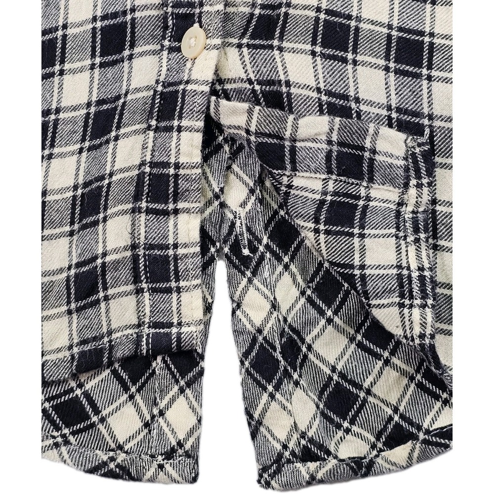 Lucky Brand Buffalo Plaid black Button Up long sleeve split tail Medium Bungalow - Picture 6 of 11